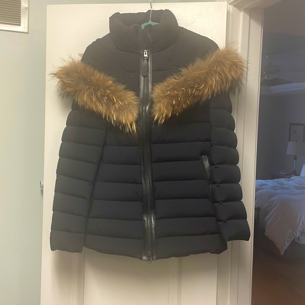 Mackage fur trimmed down jacket black size xl